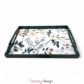 Rectangle lacquer tray hand-painted with camellia pattern 28*40*H4cm